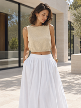 Cropped-Top aus Baumwollmix – Apricot, Ansicht 8