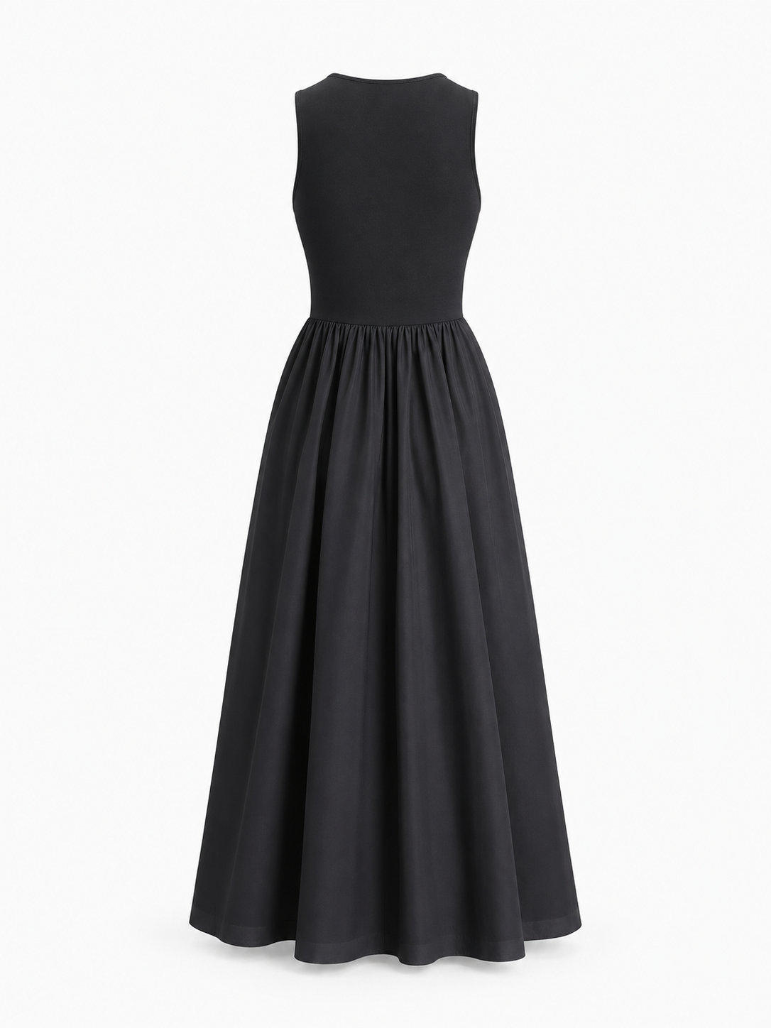 Langes Kleid mit Rundhalsausschnitt – Schwarz, Ansicht 6