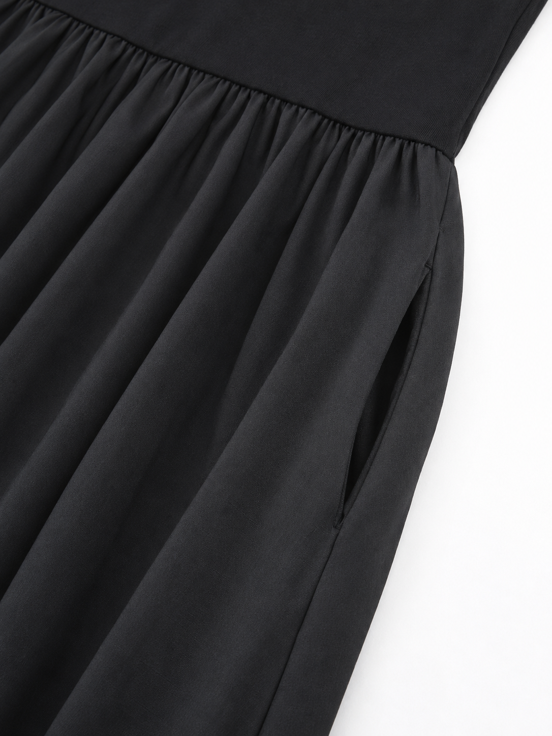 Langes Kleid mit Rundhalsausschnitt – Schwarz, Ansicht 8