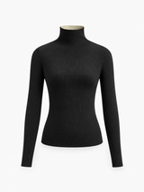 Zweifarbiges Langarm-Stricktop mit beidseitigem Design – Schwarz, Ansicht 6