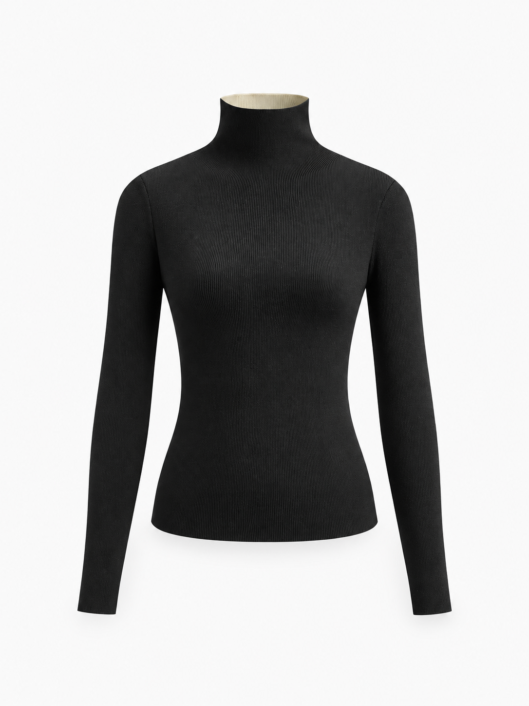 Zweifarbiges Langarm-Stricktop mit beidseitigem Design – Schwarz, Ansicht 6