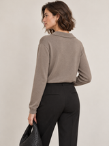 Legerer Pullover mit Kragen – Braun, Ansicht 6