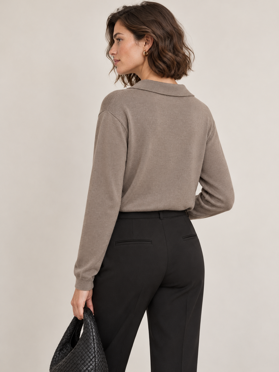 Legerer Pullover mit Kragen – Braun, Ansicht 6