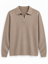 Legerer Pullover mit Kragen – Braun, Ansicht 7