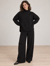 Strick-Set mit Rollkragen und Hose – Schwarz, Ansicht 10