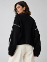 Oversized-Pullover mit Stehkragen – Schwarz, Ansicht 5