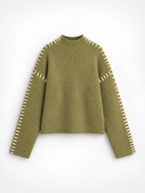 Oversized-Pullover mit Stehkragen – Olivgrün, Ansicht 8