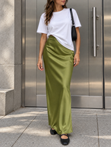 Satin-Maxirock im Utility-Stil – Grün, Ansicht 5