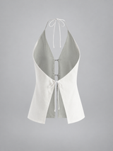 Set mit rückenfreiem Neckholder-Top und Shorts – Weiß, Ansicht 11