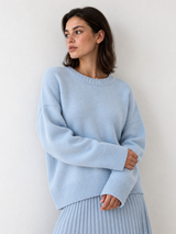Oversized-Strickpullover – Hellblau