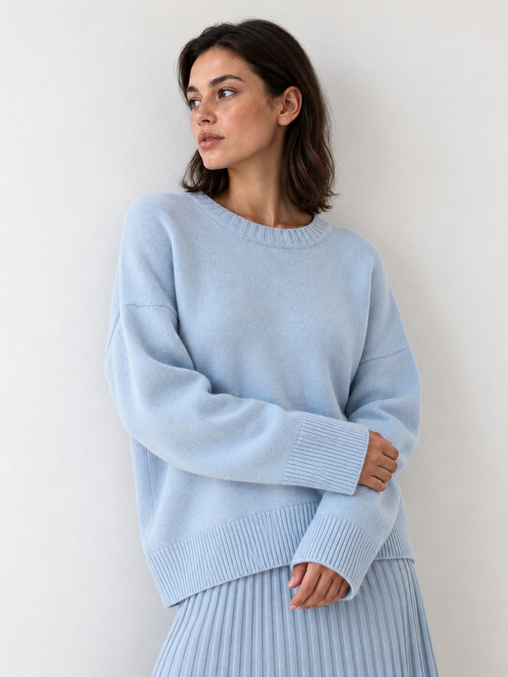 Oversized-Strickpullover – Hellblau