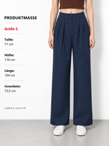 Weite Bundfaltenhose mit Nadelstreifen – Marineblau, Ansicht 4
