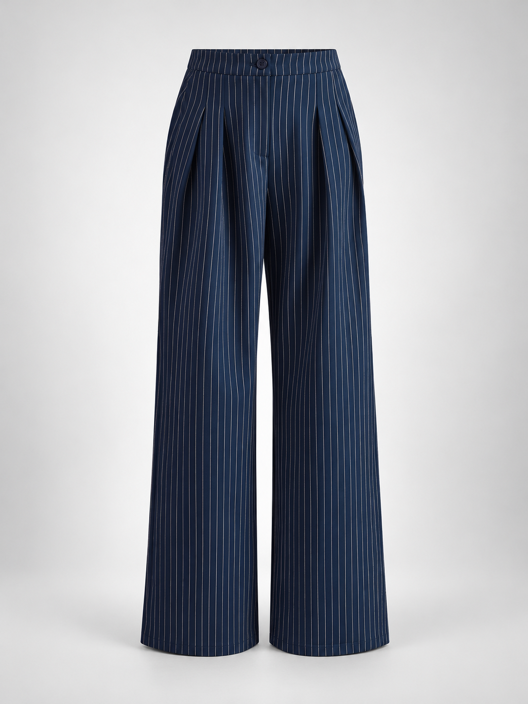 Weite Bundfaltenhose mit Nadelstreifen – Marineblau, Ansicht 6