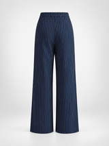 Weite Bundfaltenhose mit Nadelstreifen – Marineblau, Ansicht 7