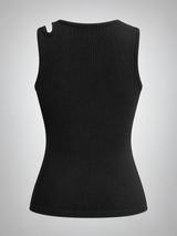 Halbtransparentes Tanktop mit Cut-outs – Schwarz, Ansicht 10