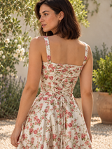Midikleid mit Rosenknospen-Print – Rosa, Ansicht 3