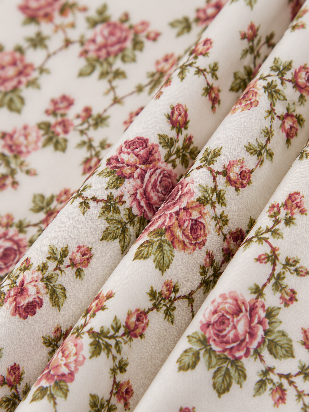 Midikleid mit Rosenknospen-Print – Rosa, Ansicht 7