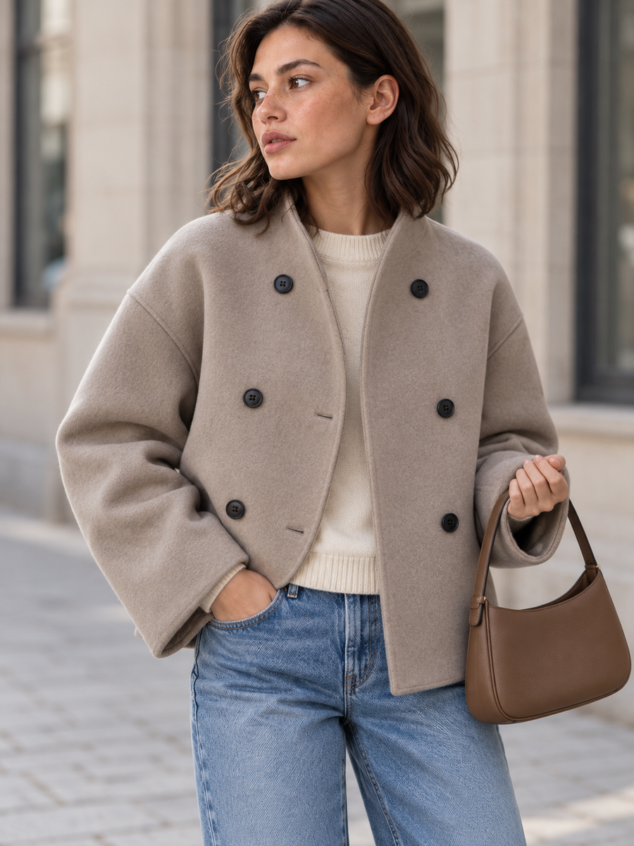 Oversized-Jacke mit Knopfleiste – Braun