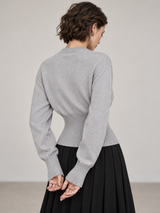 Flauschiger Pullover mit halbem Reißverschluss – Grau, Ansicht 6