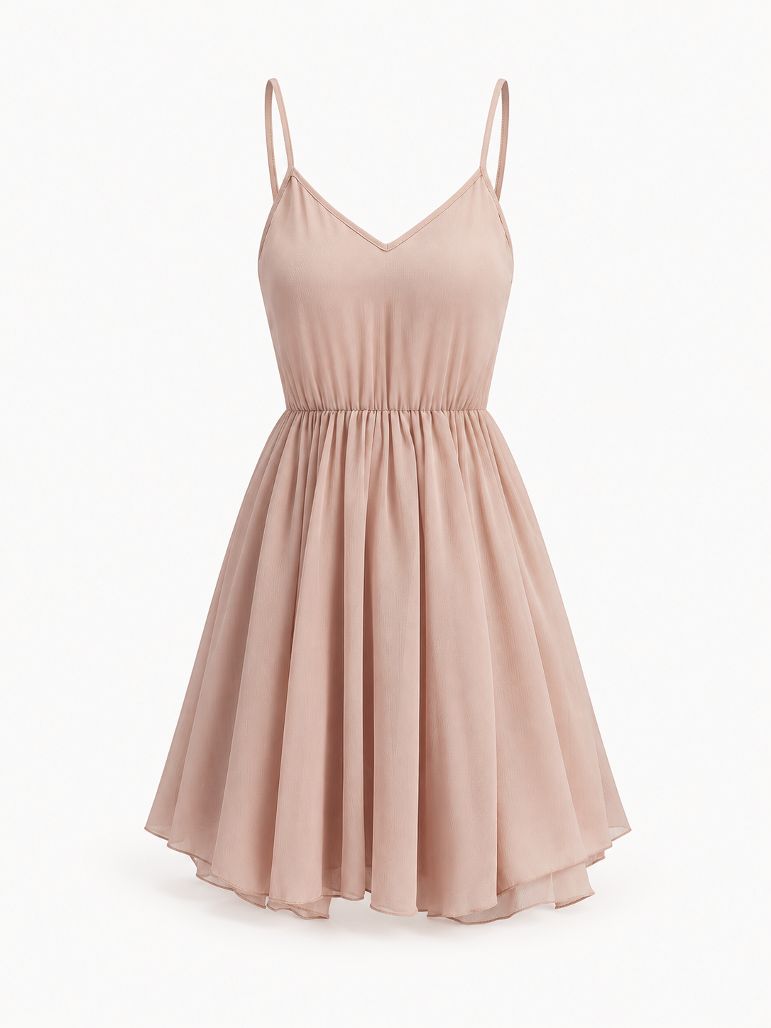 Halbtransparentes Chiffonkleid mit Volants und Cape – Rosa, Ansicht 8