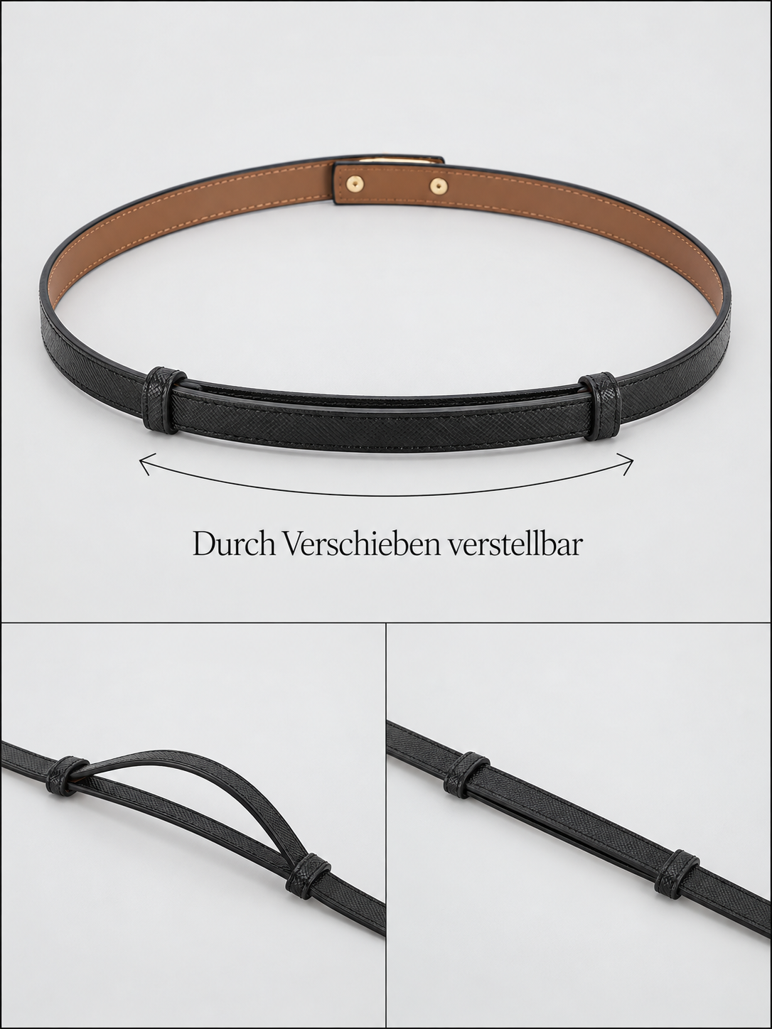 Schmaler Gürtel – Schwarz, Ansicht 2