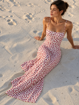 Fließendes Maxikleid mit Blumenprint und überkreuzten Trägern – Mehrfarbig