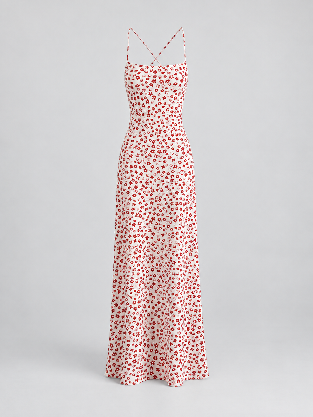 Fließendes Maxikleid mit Blumenprint und überkreuzten Trägern – Mehrfarbig, Ansicht 2