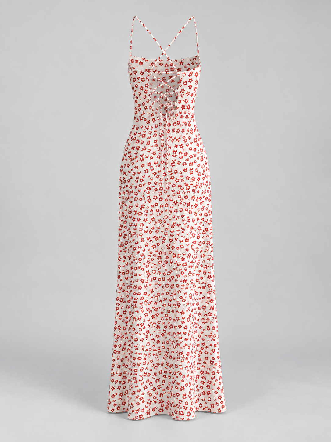 Fließendes Maxikleid mit Blumenprint und überkreuzten Trägern – Mehrfarbig, Ansicht 3