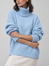 Oversized-Rollkragenpullover – Blau, Ansicht 2