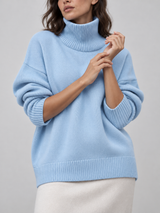 Oversized-Rollkragenpullover – Blau, Ansicht 3