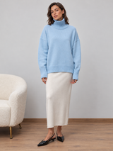 Oversized-Rollkragenpullover – Blau, Ansicht 4