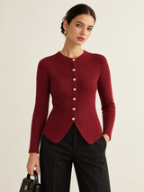 Cardigan mit Knopfleiste und Schlitz – Bordeaux, Ansicht 7