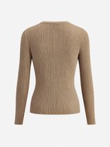 Cardigan mit Knopfleiste und Schlitz – Camel, Ansicht 10