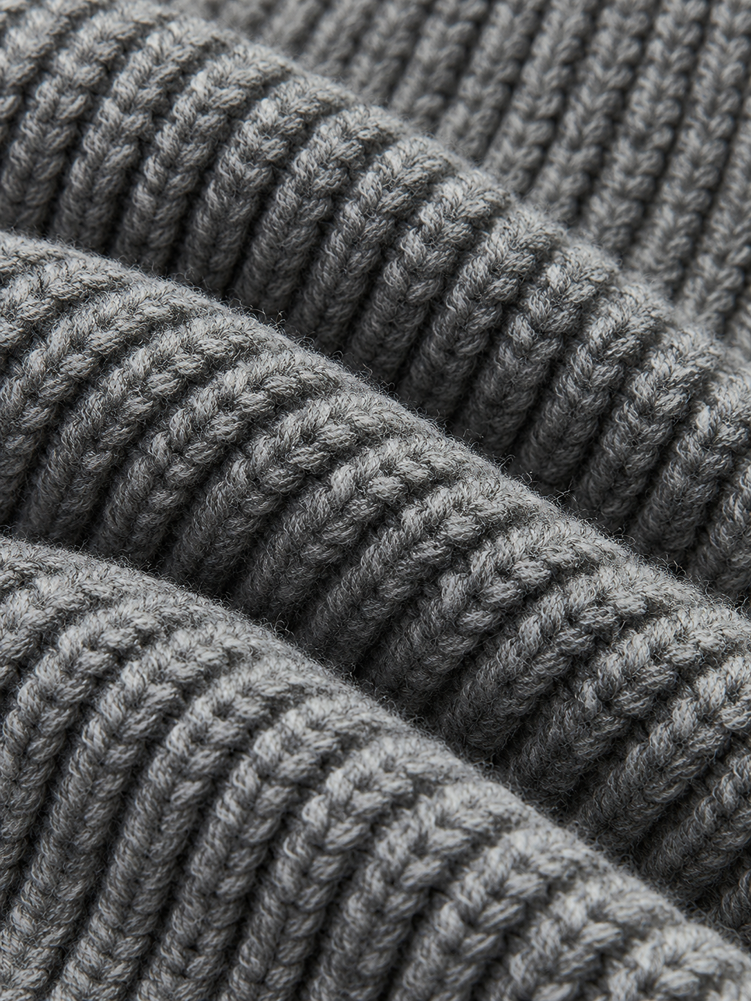 Rippstrickpullover mit Revers und Denim-Einsatz – Grau, Ansicht 3