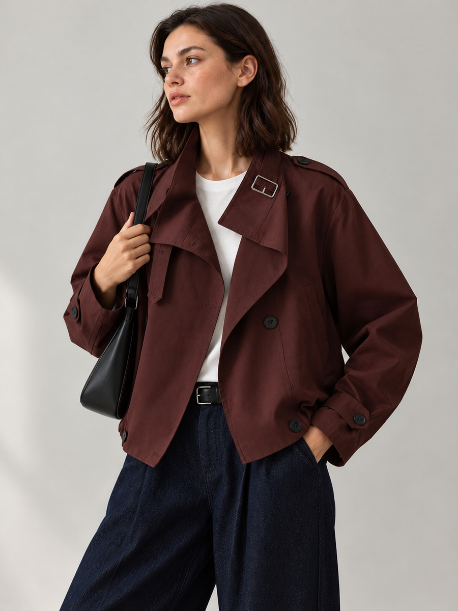 Legerer Trenchcoat im Vintage-Stil – Bordeaux