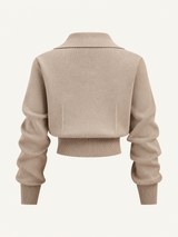 Set aus Cardigan mit Metallknöpfen und Midirock – Khaki, Ansicht 8