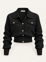 Set aus Cardigan mit Metallknöpfen und Midirock – Schwarz, Ansicht 10