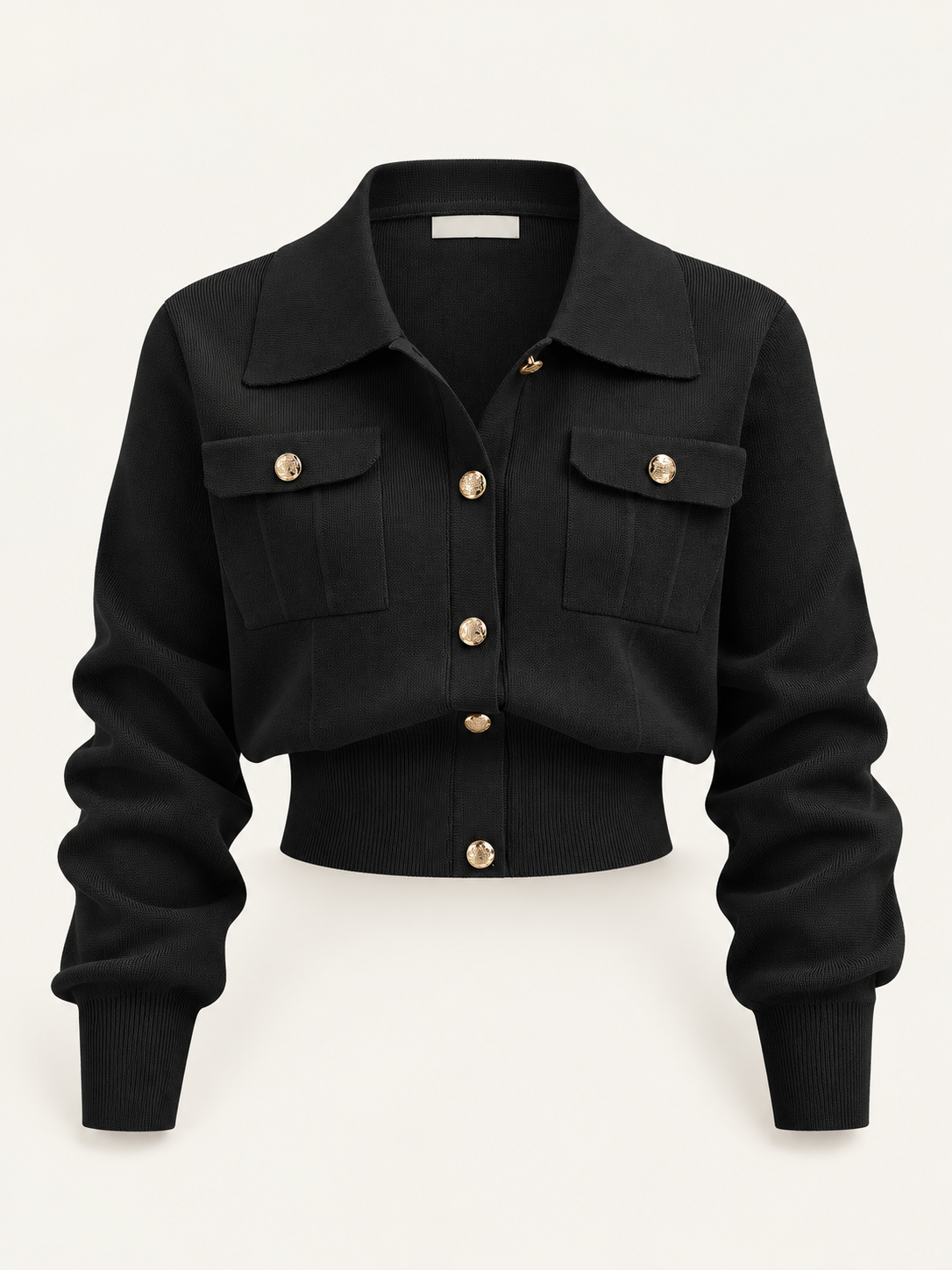 Set aus Cardigan mit Metallknöpfen und Midirock – Schwarz, Ansicht 10