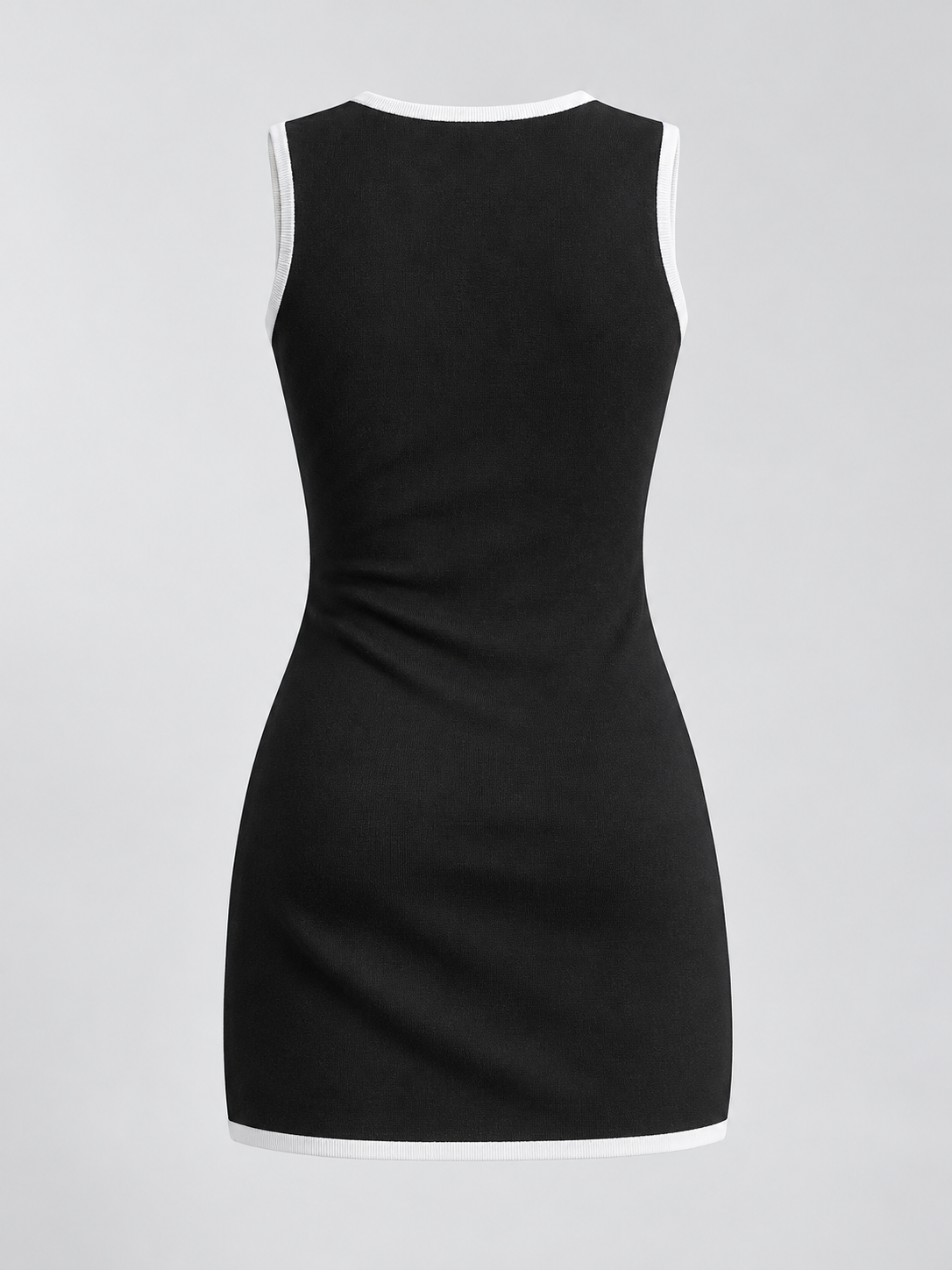 Ärmelloses Strick-Minikleid mit Knöpfen und aufgesetzten Taschen – Schwarz, Ansicht 5