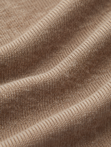 Asymmetrisches Langarm-Stricktop mit Stehkragen und Materialmix – Camel, Ansicht 9