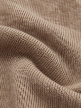 Asymmetrisches Langarm-Stricktop mit Stehkragen und Materialmix – Camel, Ansicht 10