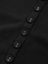Cropped-Langarmhemd mit Knopfleiste – Schwarz, Ansicht 3