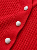 Langarm-Cardigan mit Rüschenbesatz und Knopfleiste – Rot, Ansicht 7