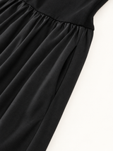 Langes Langarmkleid mit Taschen – Schwarz, Ansicht 6