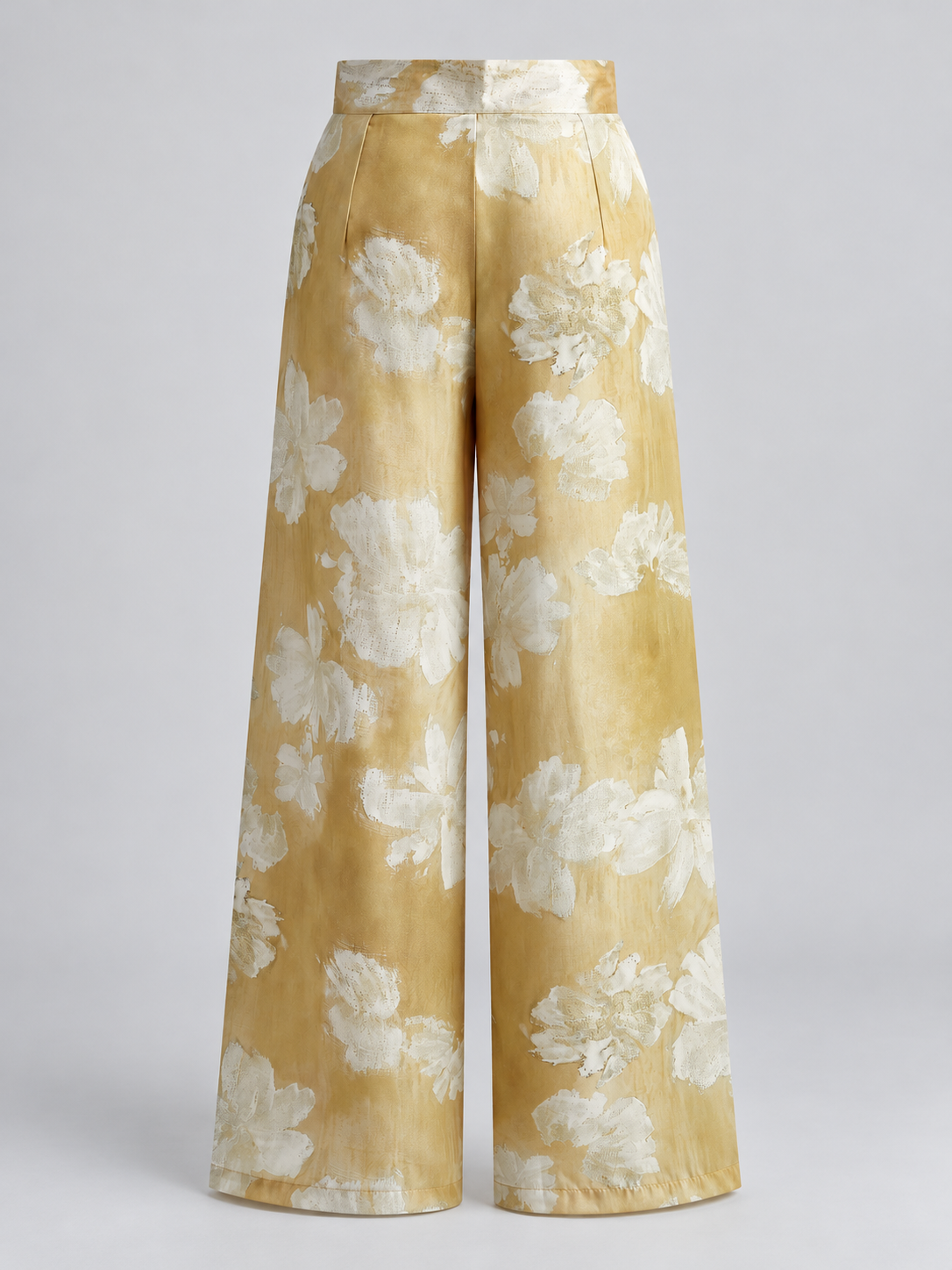 Halbtransparente weite Hose mit Blumenprint – Apricot, Ansicht 3