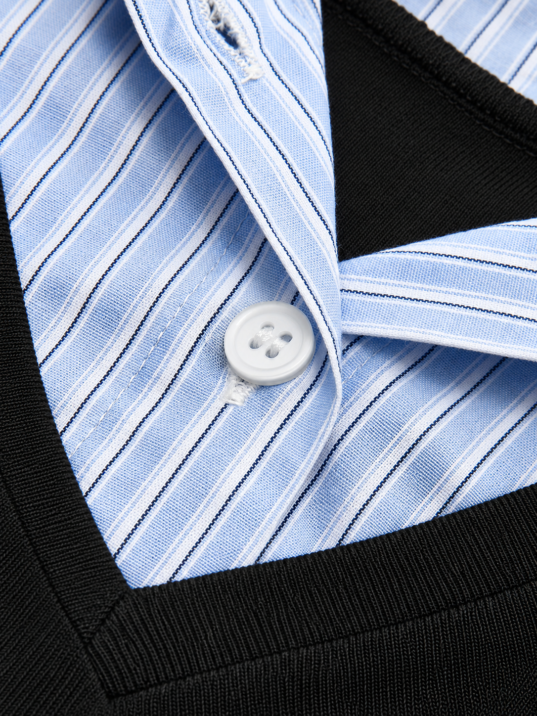 Poloshirt im Lagenlook – Schwarz, Ansicht 6