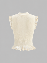 Rippstricktop mit Rüschen – Beige, Ansicht 10