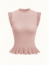 Rippstricktop mit Rüschen – Rosa, Ansicht 13