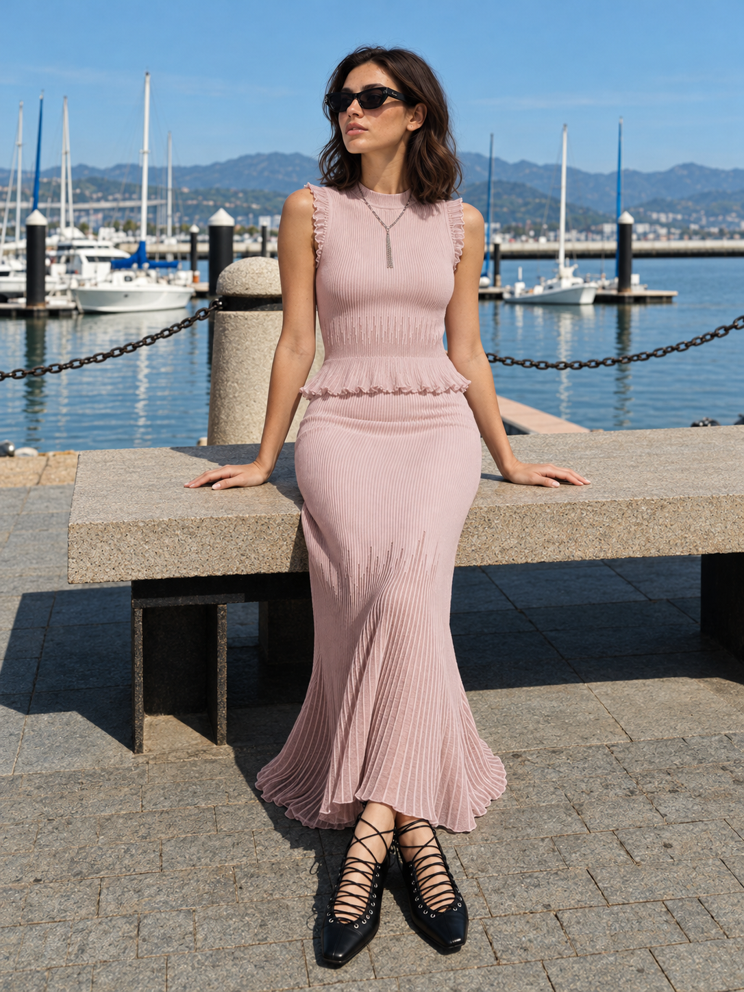 Rippstricktop mit Rüschen – Rosa, Ansicht 14
