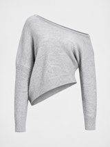 Asymmetrischer One-Shoulder-Pullover – Grau, Ansicht 3